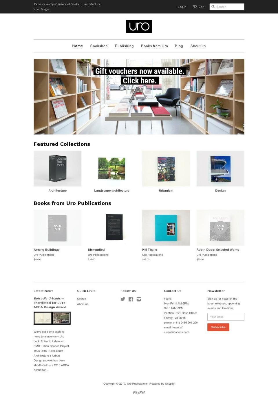 uropublications.com shopify website screenshot