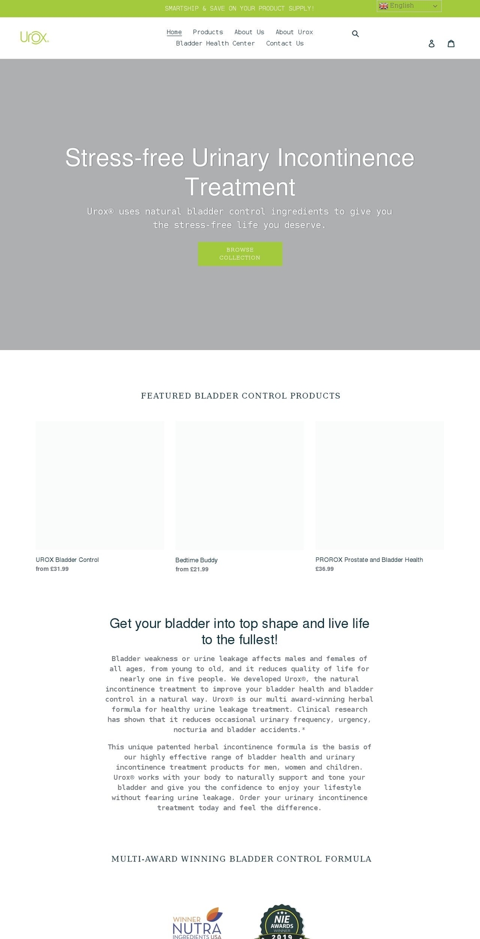Urox Bladder HealthLive Shopify theme site example uroxbladderhealth.co.uk