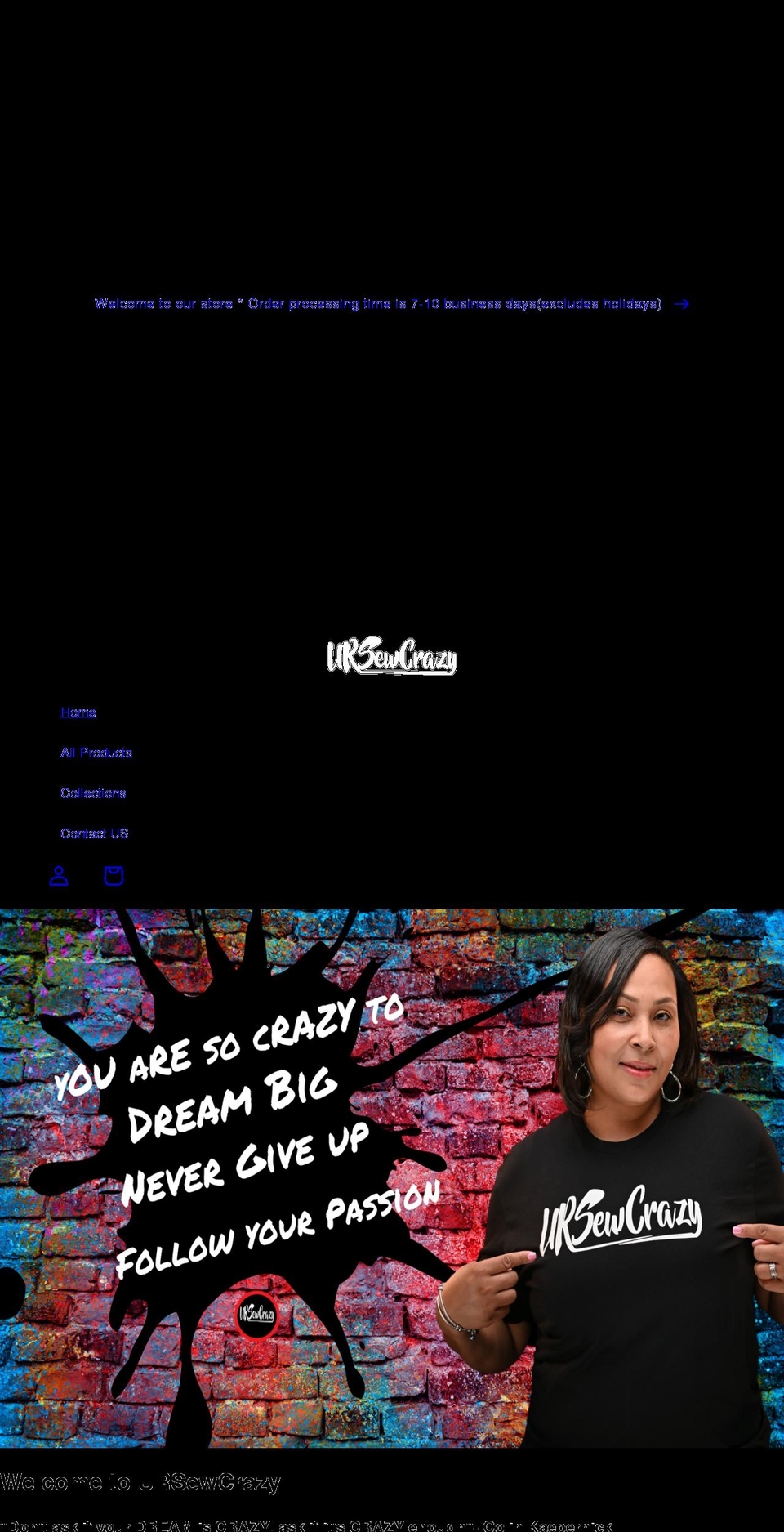 ursewcrazy.com shopify website screenshot