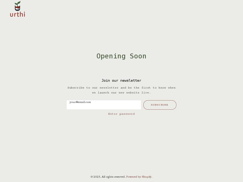 urthi.com.au shopify website screenshot