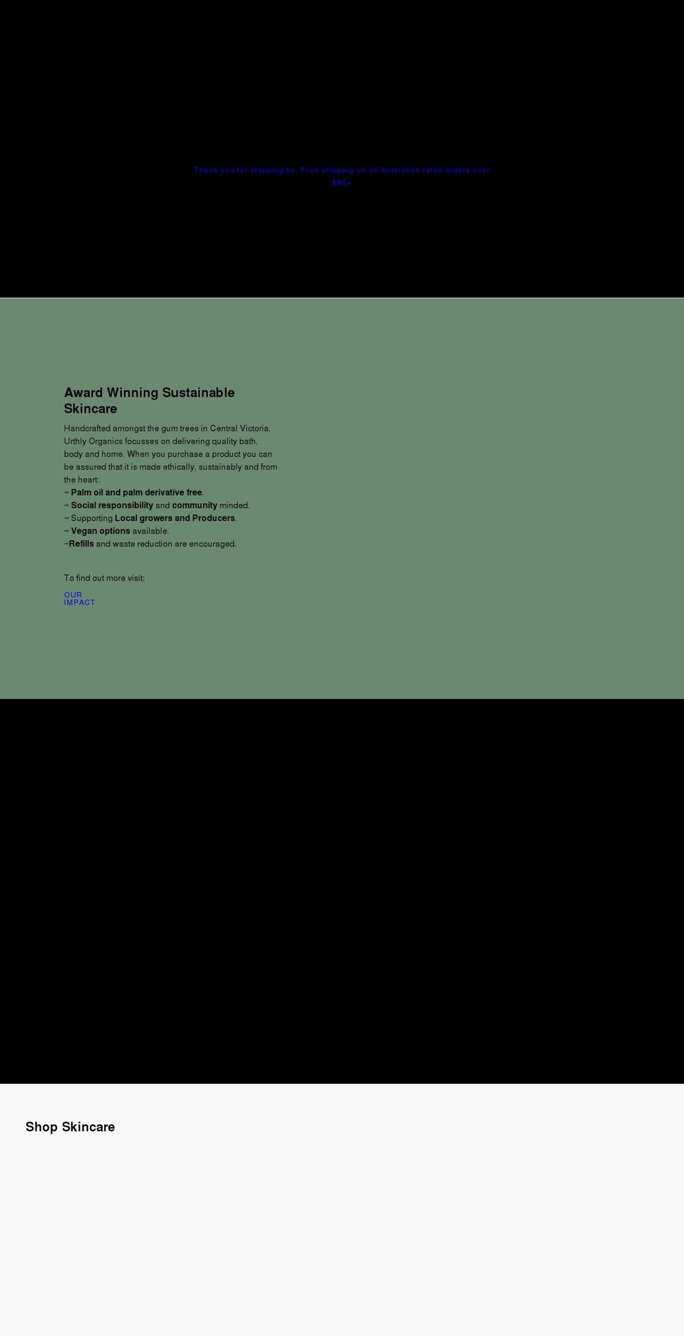 urthlyorganics.com.au shopify website screenshot