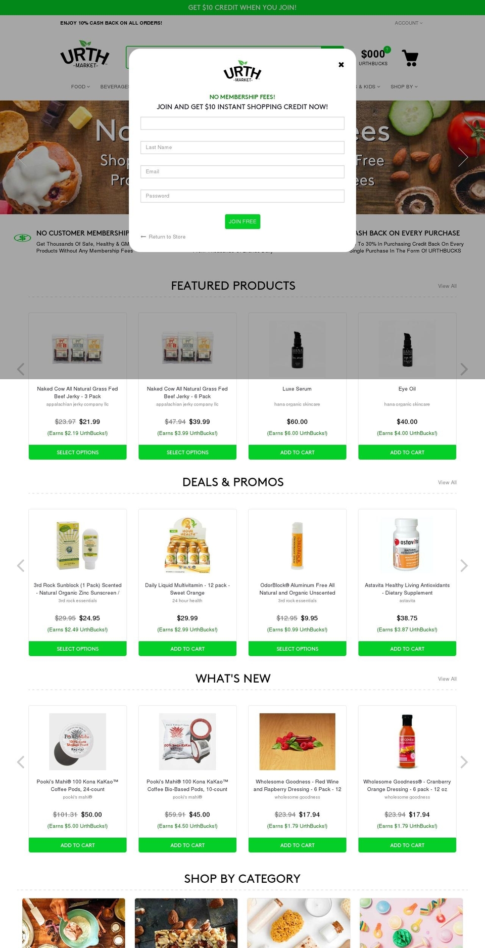urthmarket.com shopify website screenshot