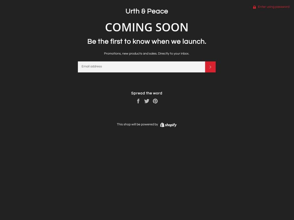 urthnpeace.com — Shopify storefront screenshot