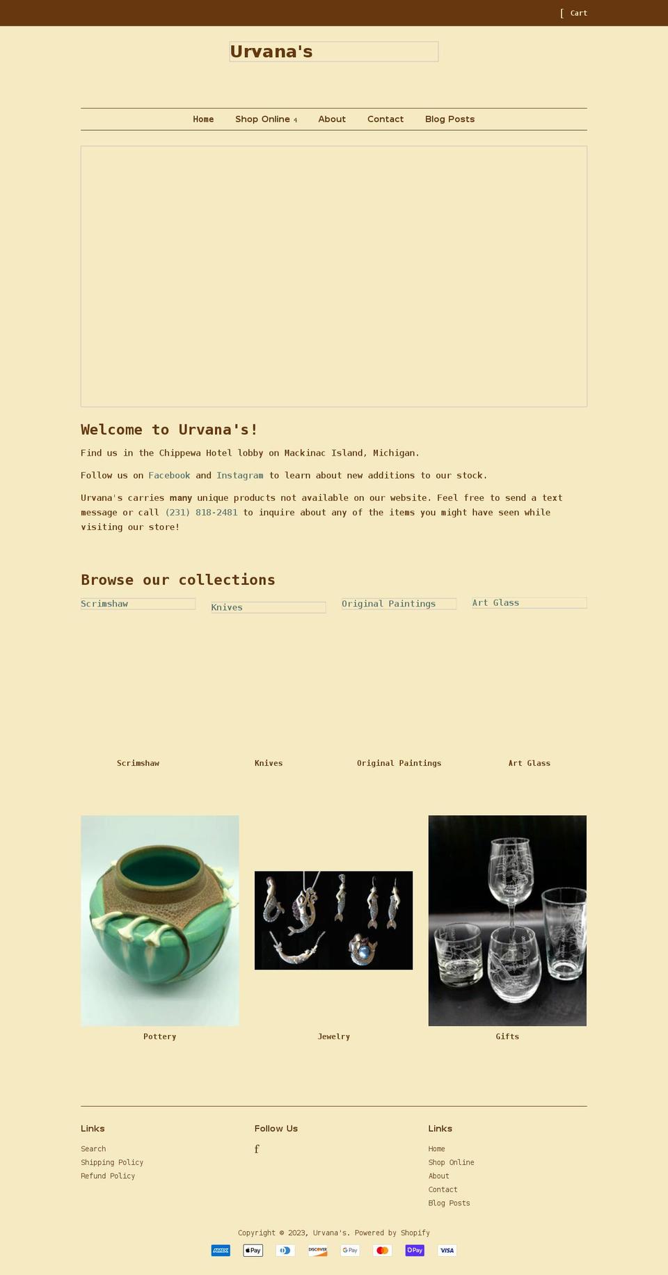 urvanas.com shopify website screenshot