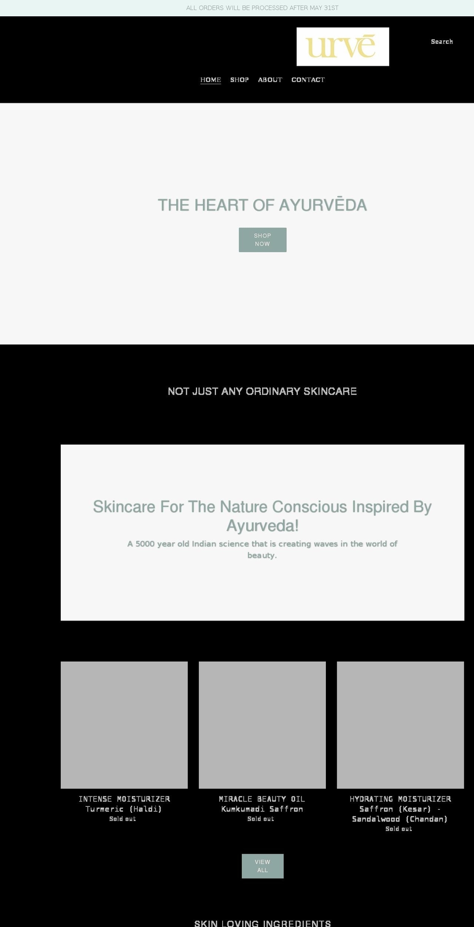 urvebeauty.com shopify website screenshot