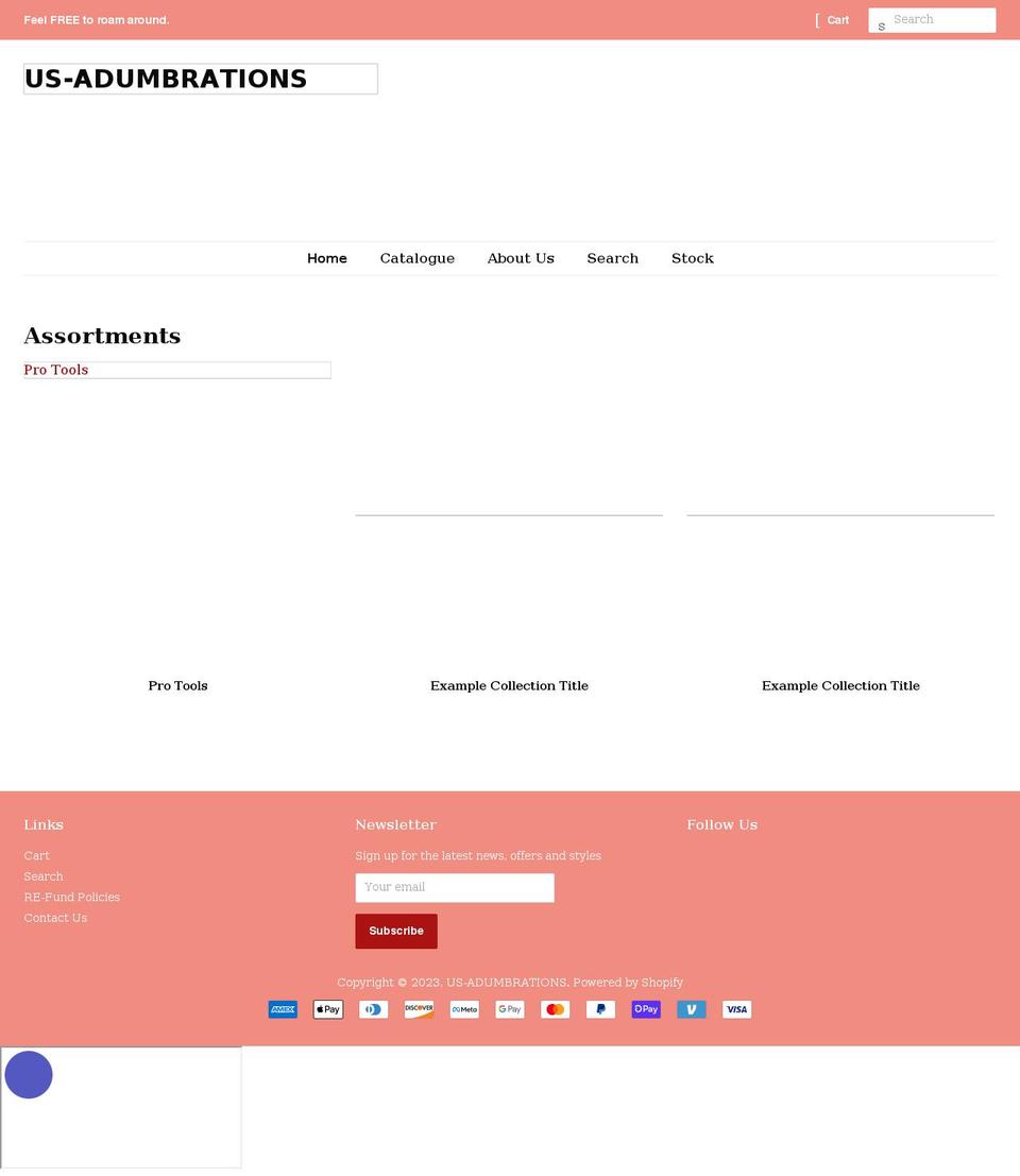 us-adumbrations.myshopify.com shopify website screenshot