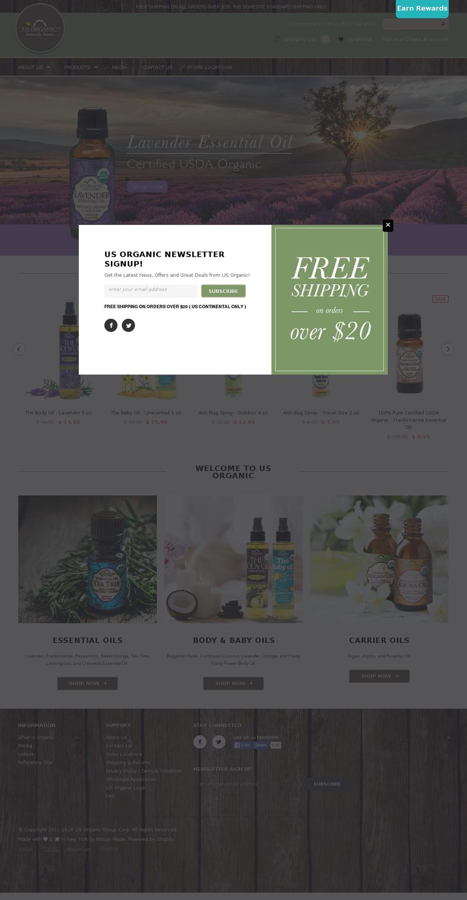 Minion Shopify theme site example us-organic.com