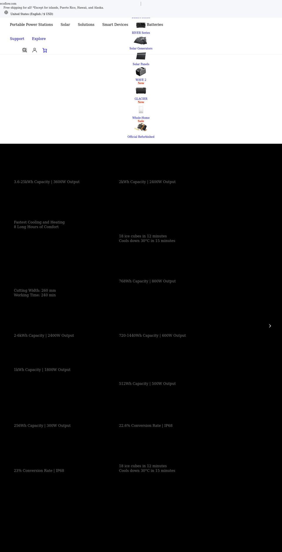 us.ecoflow.com shopify website screenshot