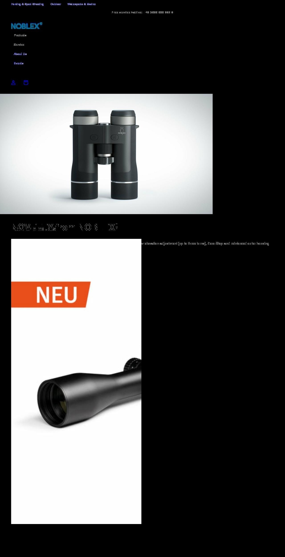 us.noblex-e-optics.com shopify website screenshot