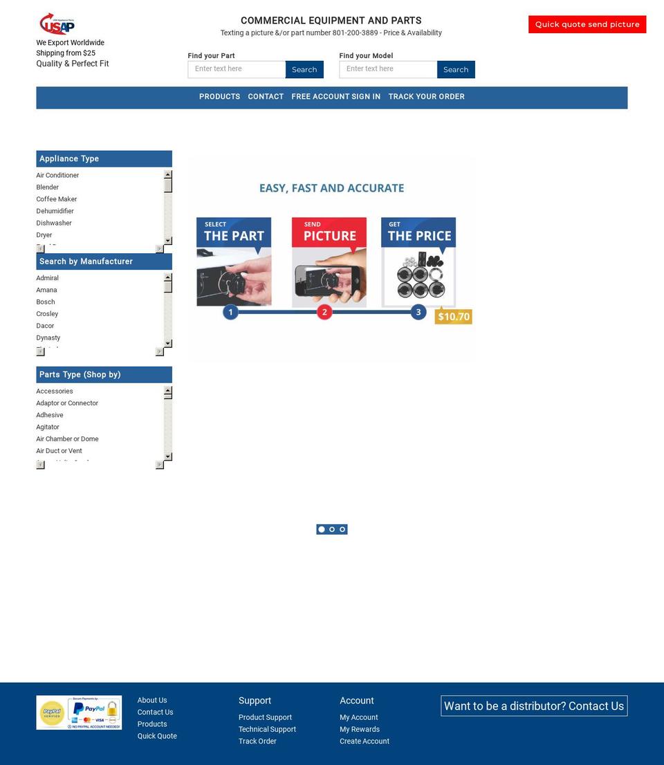 usa-appliance-parts.com — Shopify storefront screenshot