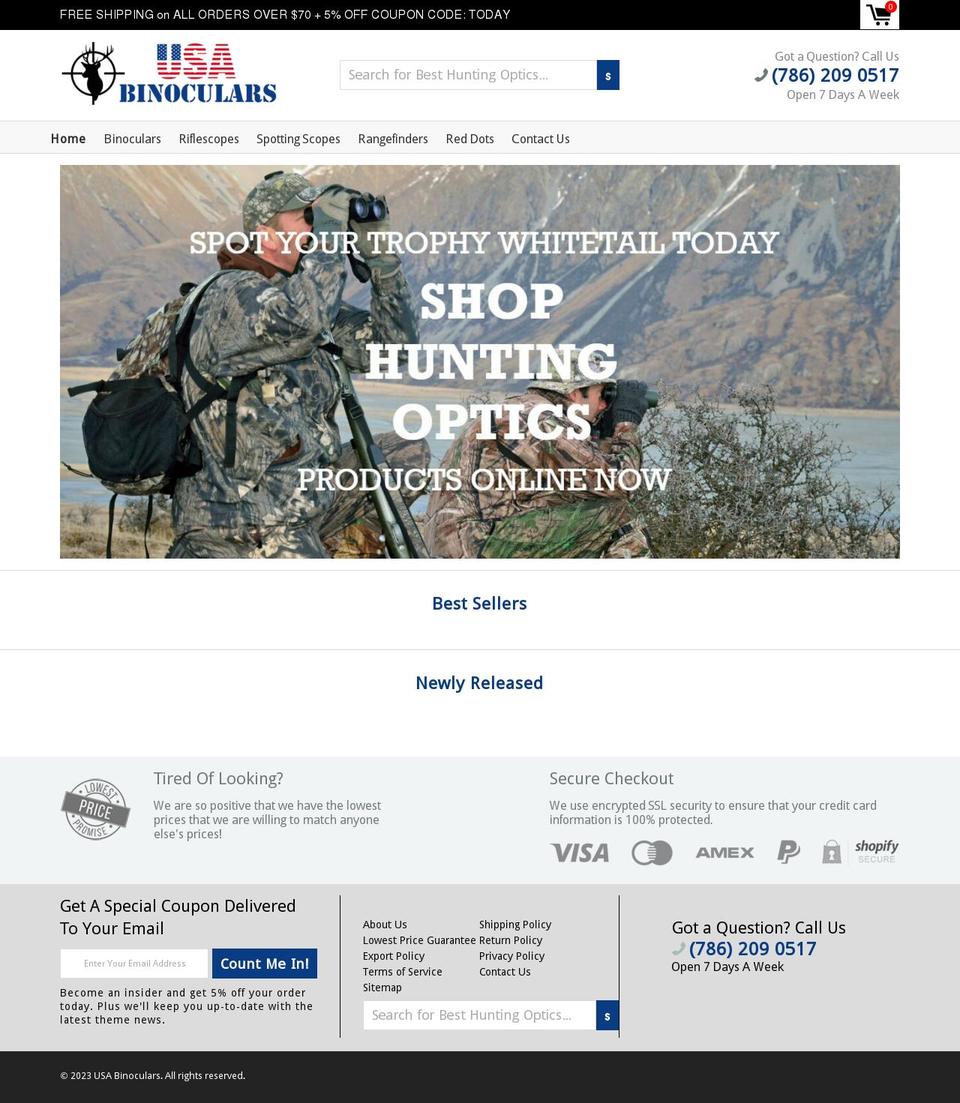 usa-binoculars.com — Shopify storefront screenshot