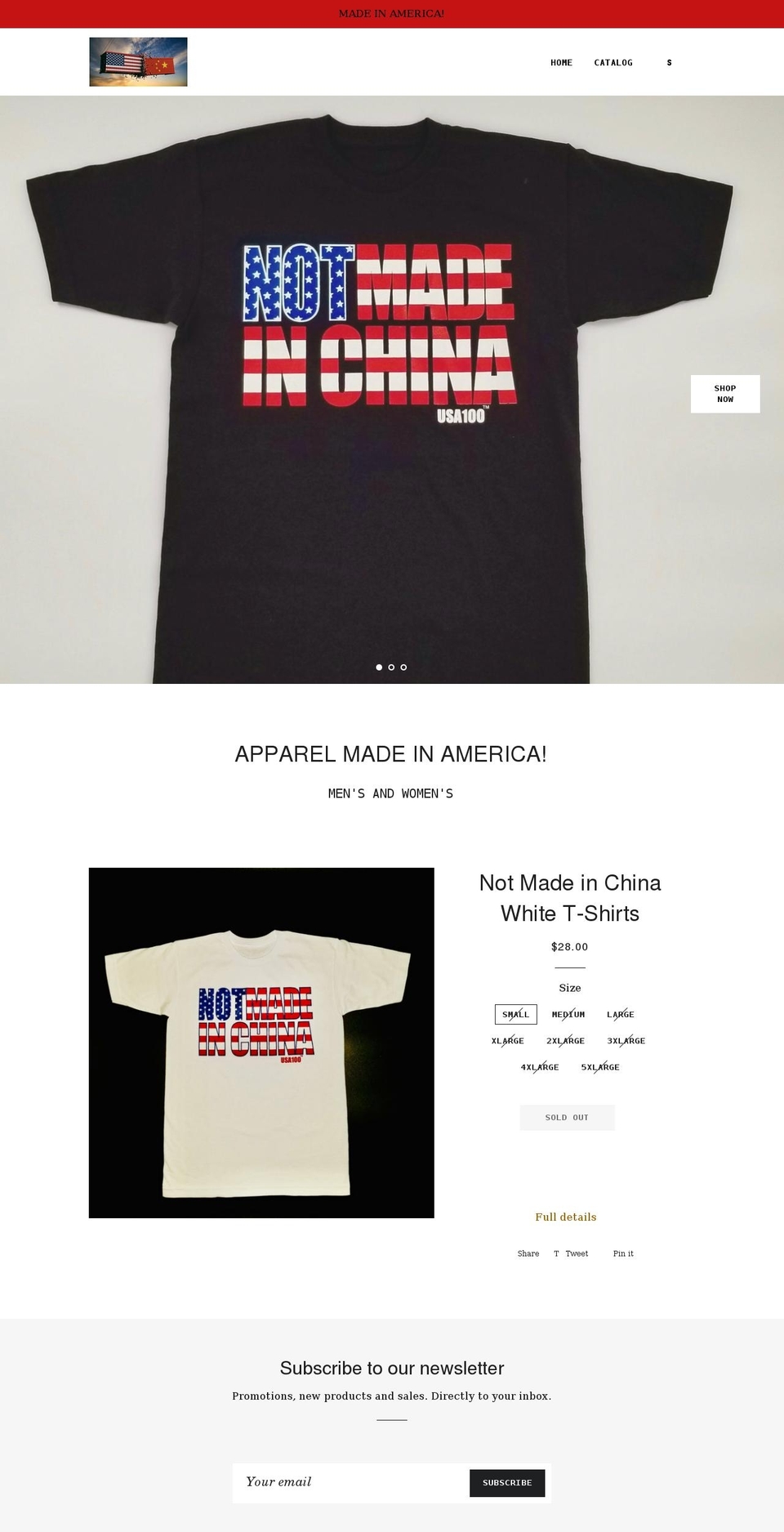 usa100apparel.com shopify website screenshot