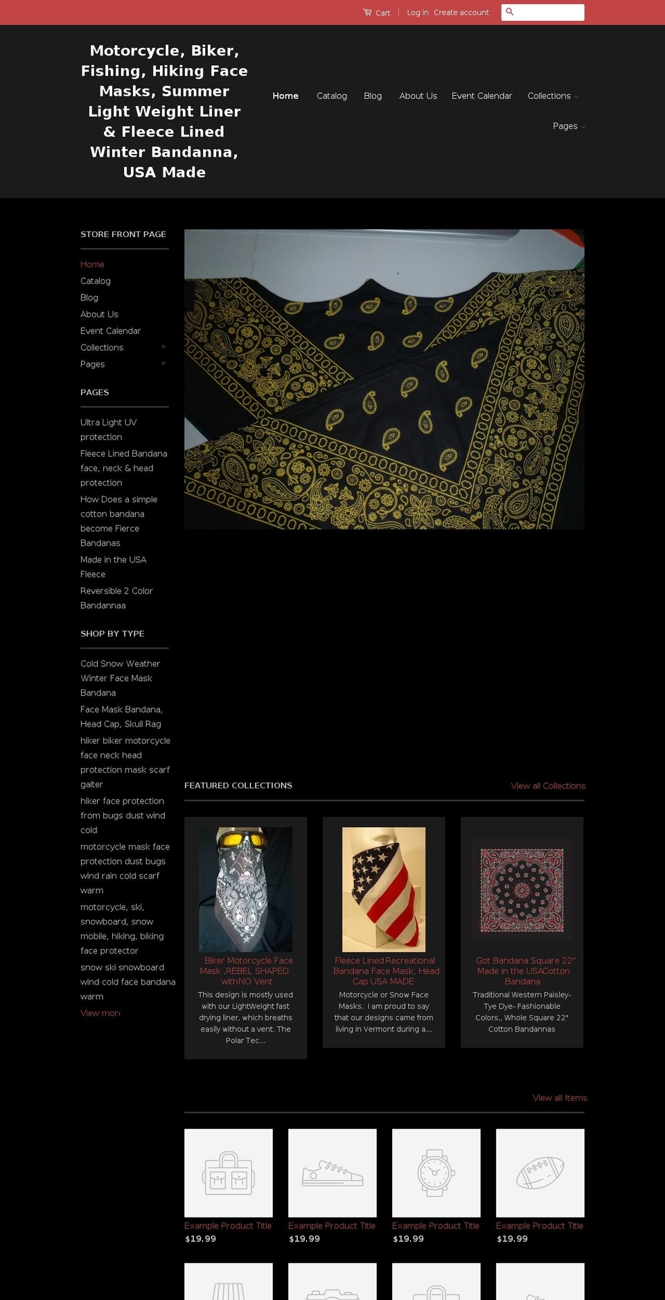 usabandanas.com shopify website screenshot