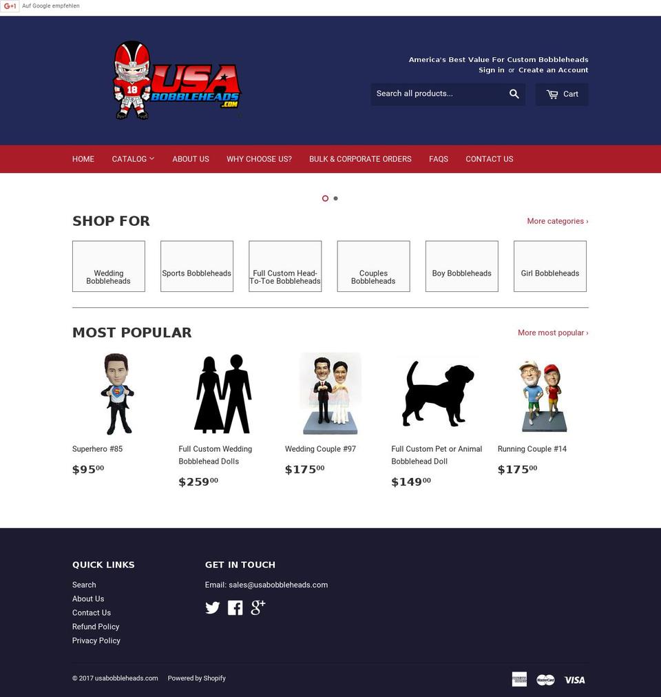 usabobbleheads.com shopify website screenshot