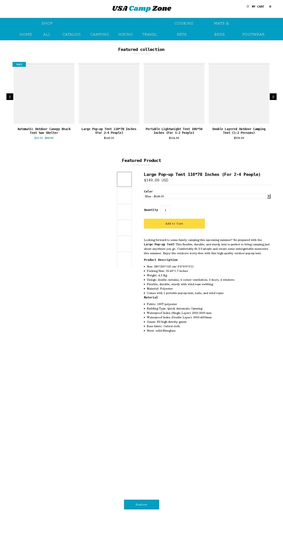 usacampzone.com shopify website screenshot