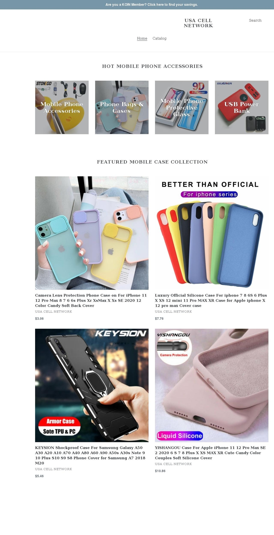 usacellnetwork.com shopify website screenshot