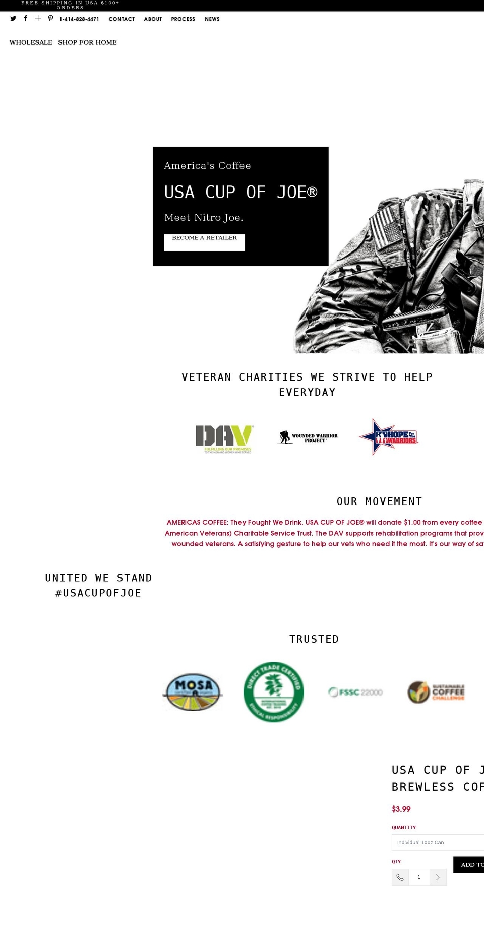 usacupofjoe.com shopify website screenshot