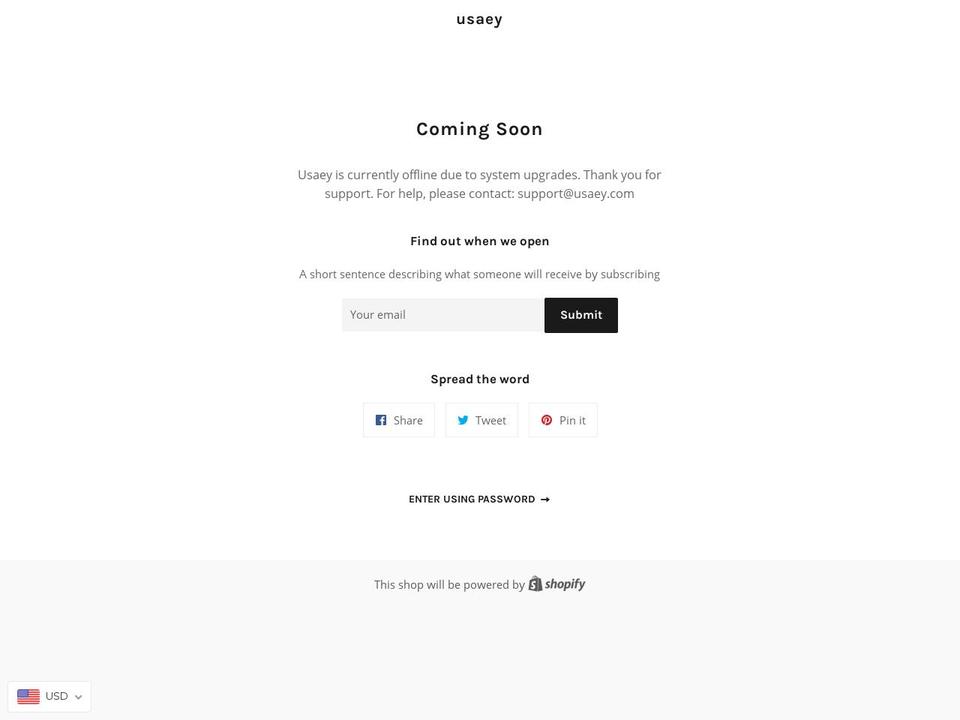 usaey.com shopify website screenshot