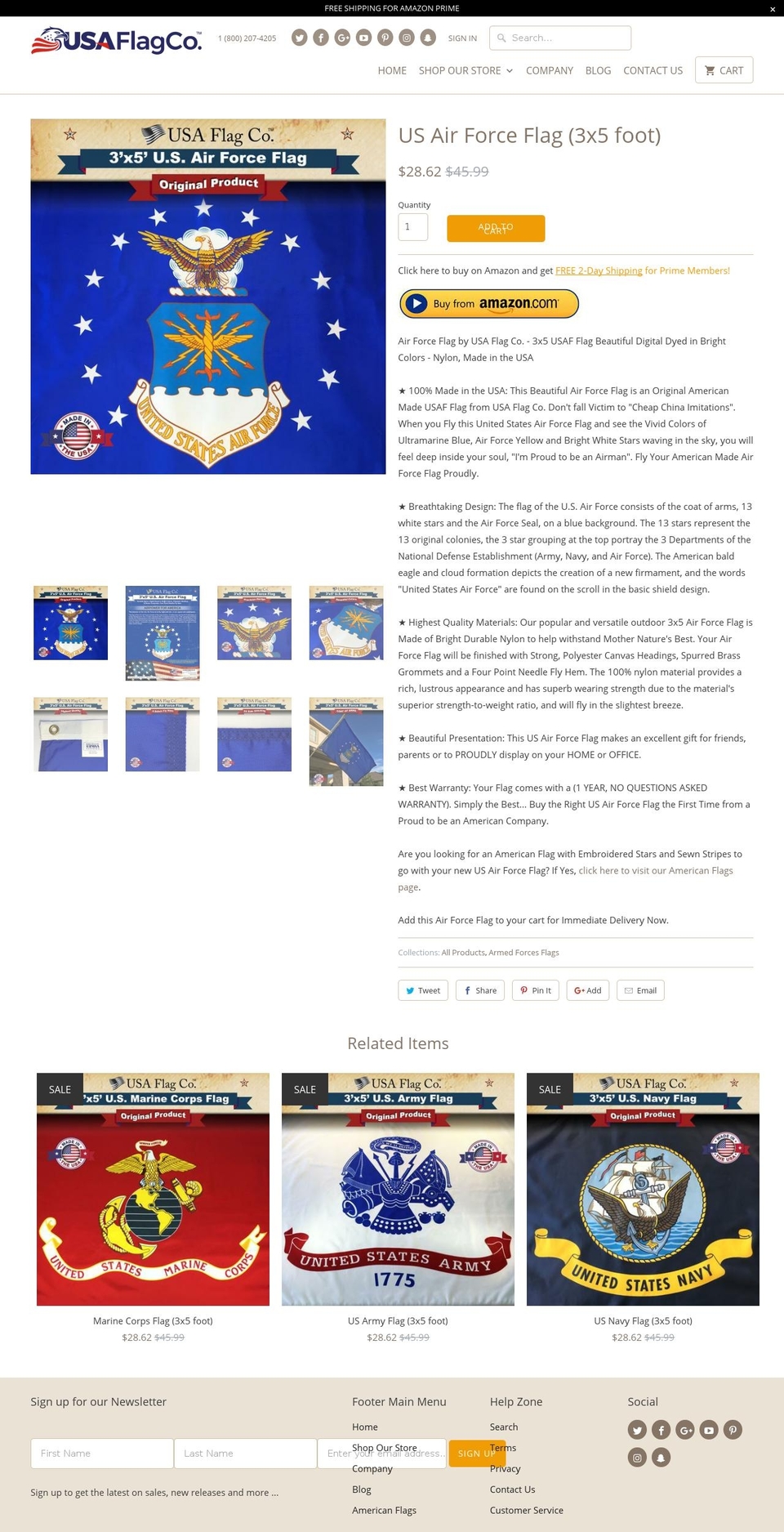 usafflags.com — Shopify storefront screenshot