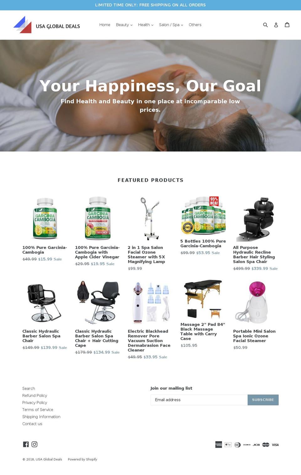 usaglobaldeals.com shopify website screenshot
