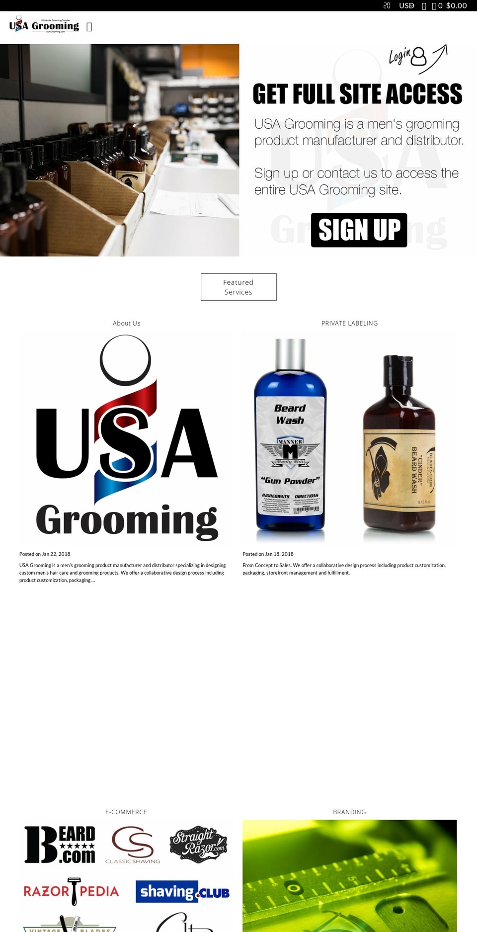 usagrooming-com.myshopify.com — Shopify storefront screenshot
