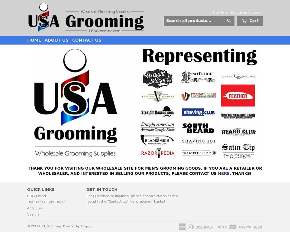 usagrooming.com shopify website screenshot
