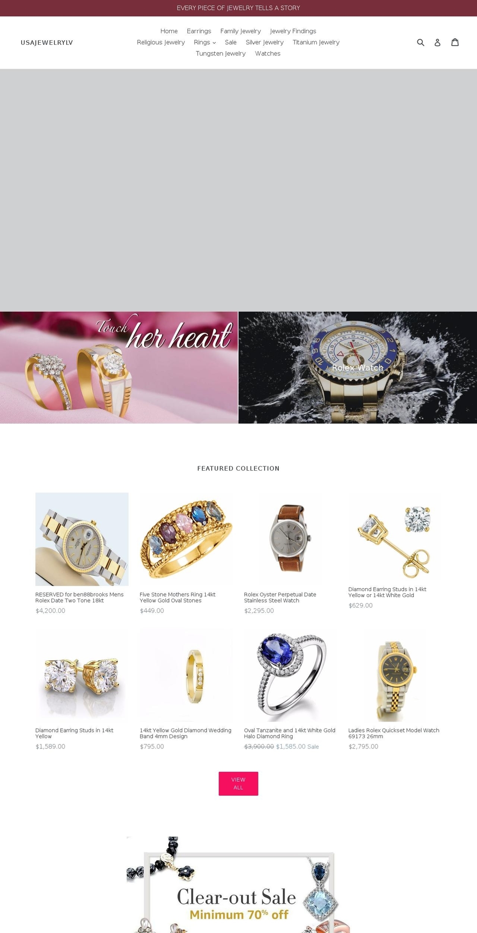 usajewelrylv.com — Shopify storefront screenshot