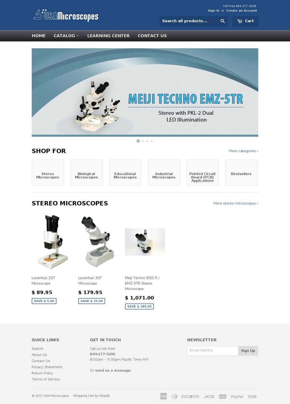 usamicroscopes.com shopify website screenshot