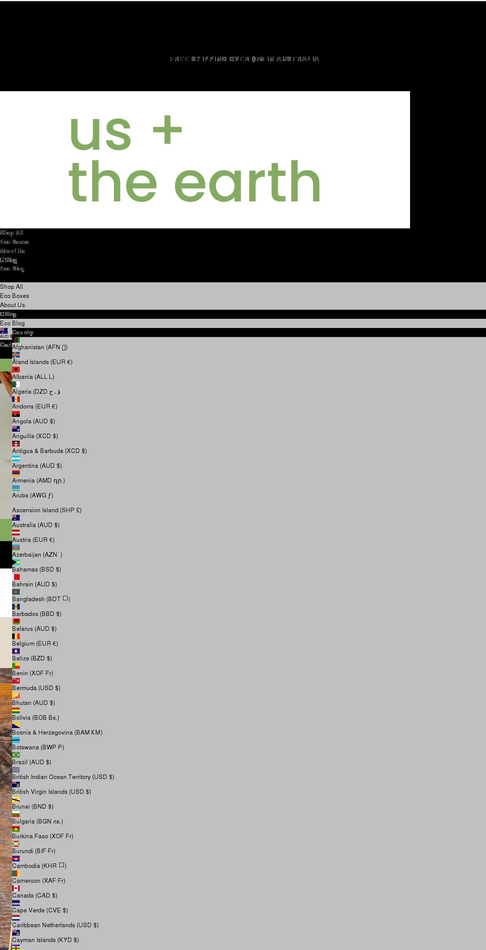 usandtheearth.com shopify website screenshot