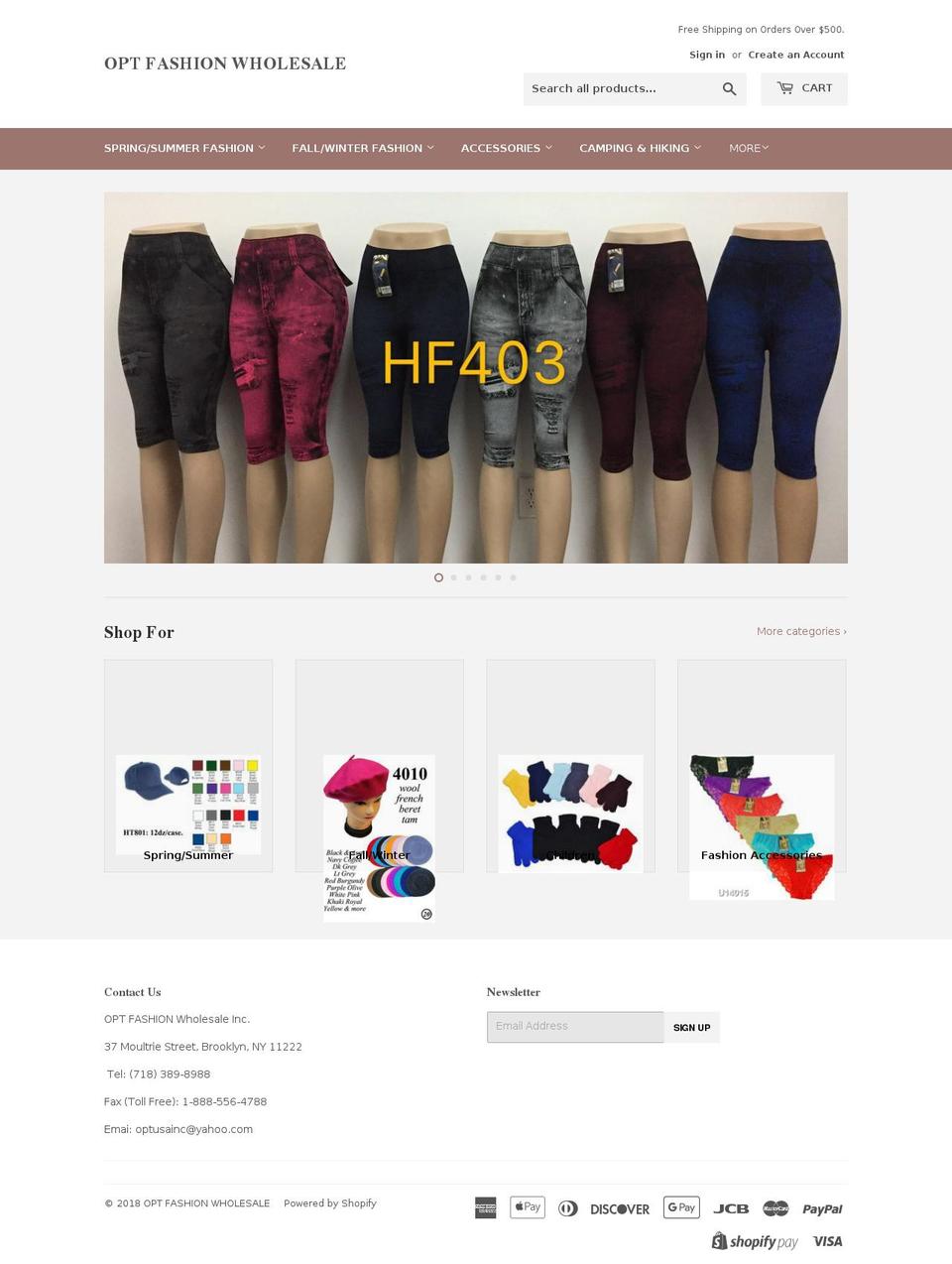 usaoptfashion.com shopify website screenshot
