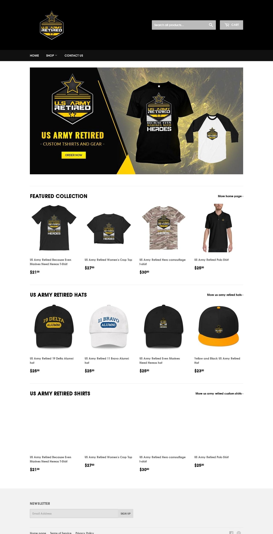 usarmyretired.net shopify website screenshot