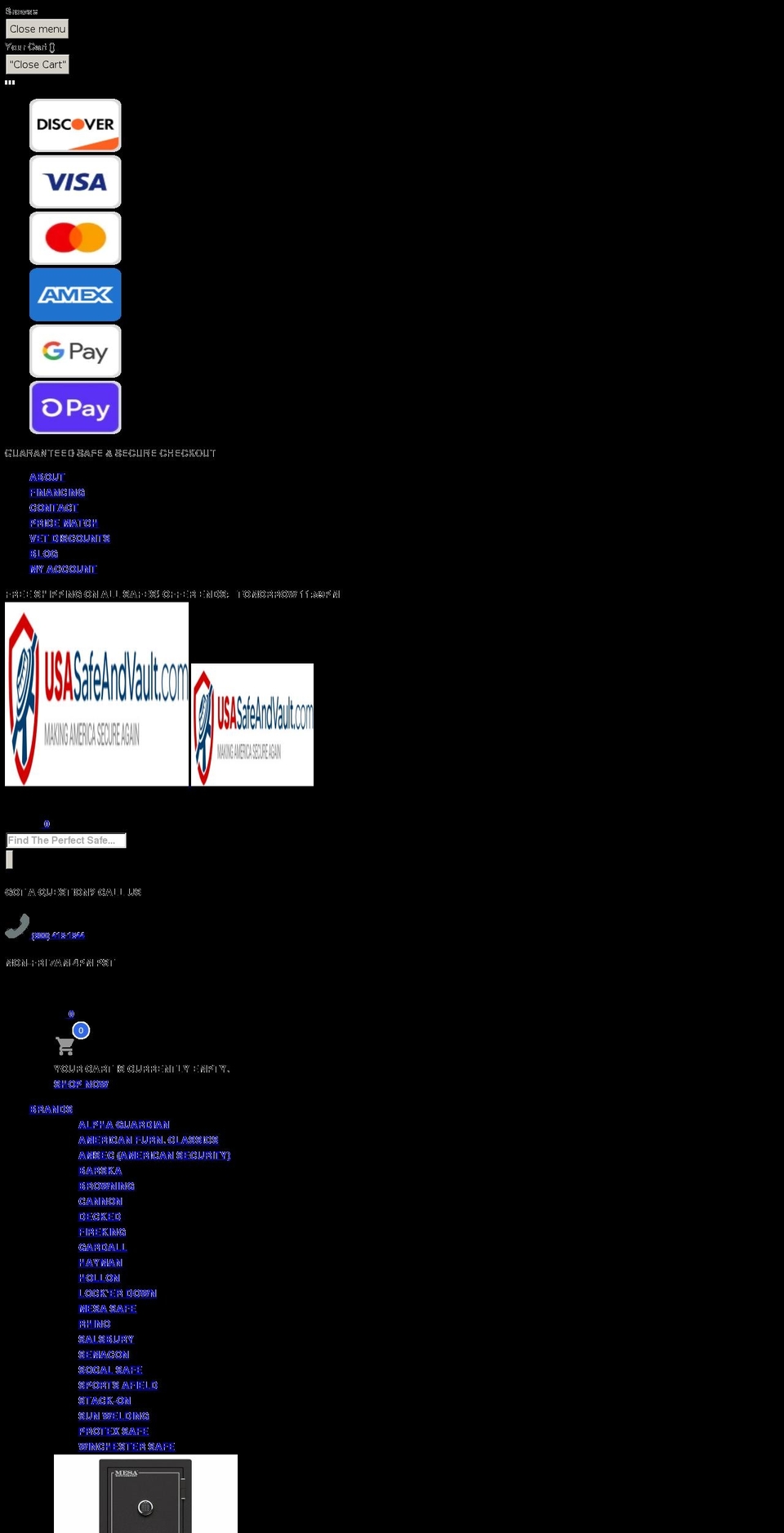 usasafeandvault.com shopify website screenshot