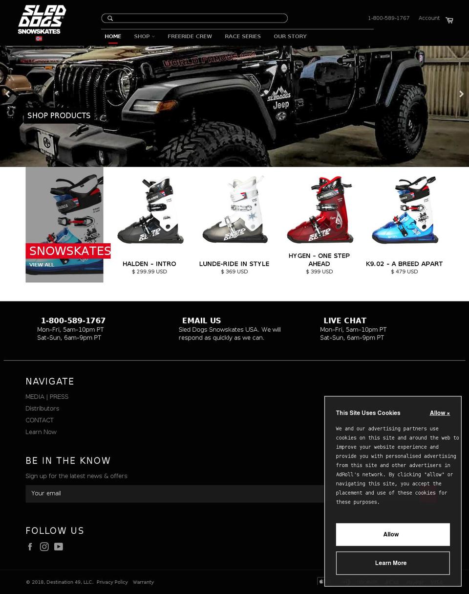 V3 Shopify theme site example usasleddogs.com