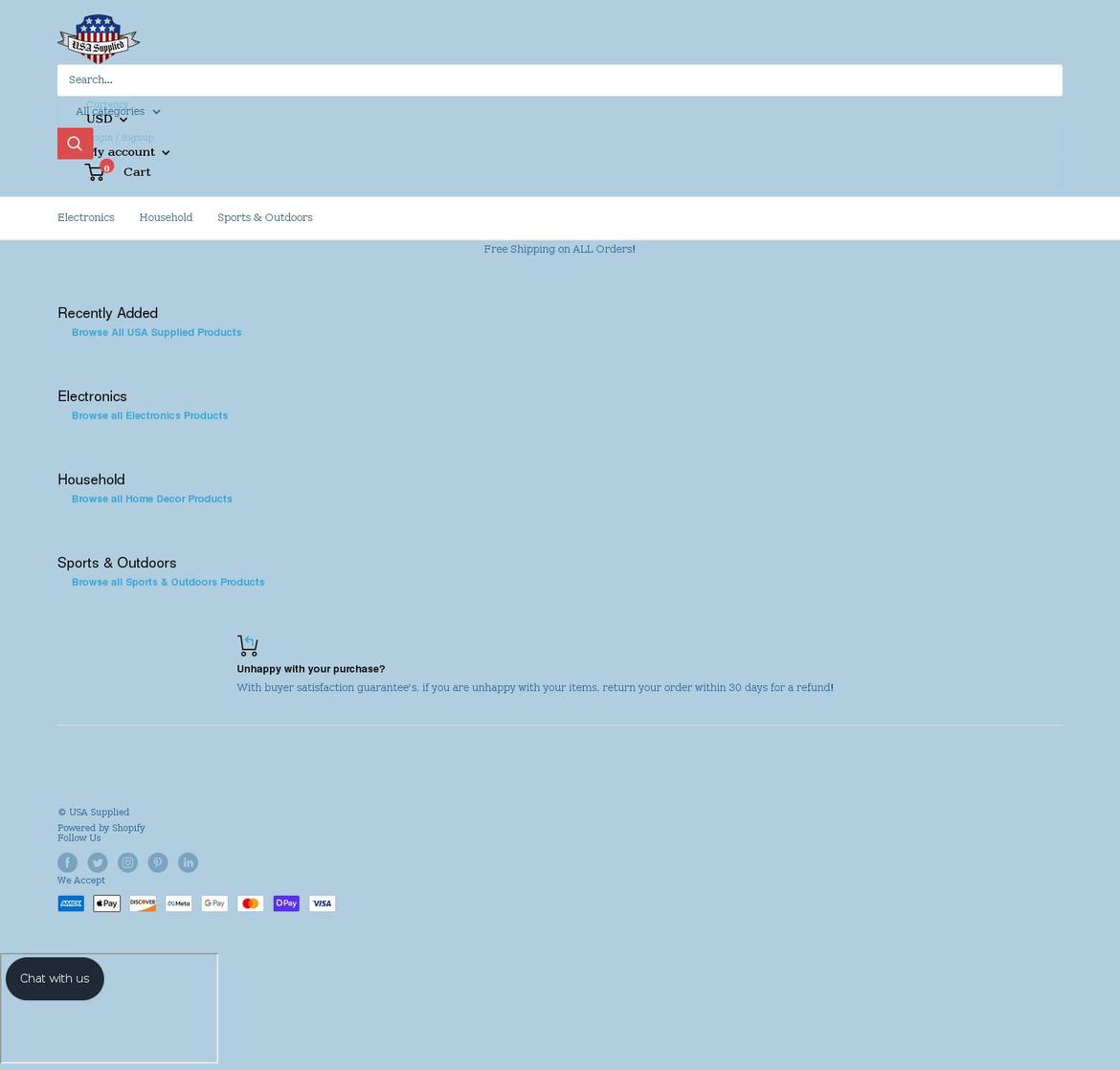 usasupplied.com — Shopify storefront screenshot