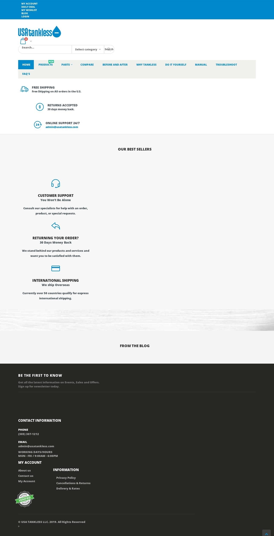 usatankless.com shopify website screenshot
