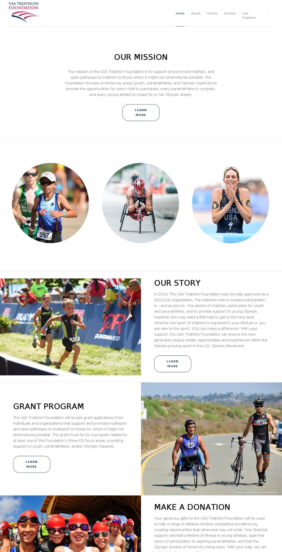 usatriathlonfoundation.net shopify website screenshot