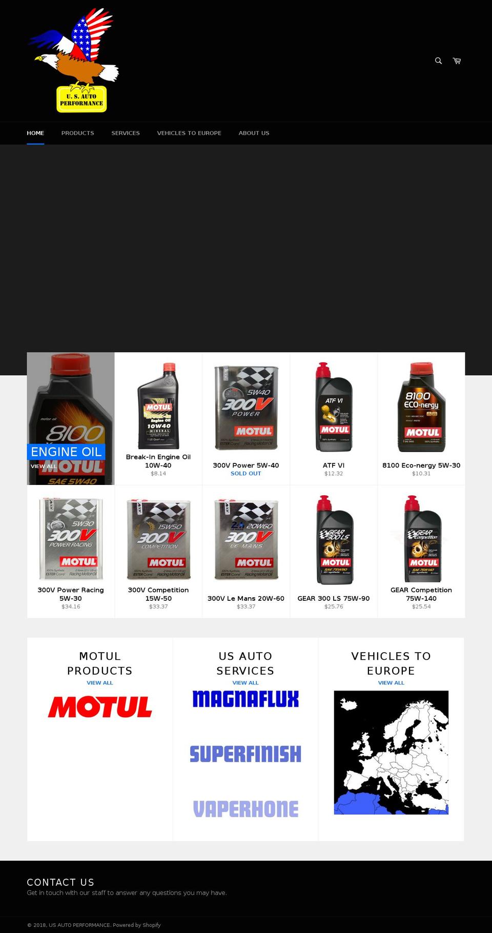 usautoperformance.com shopify website screenshot