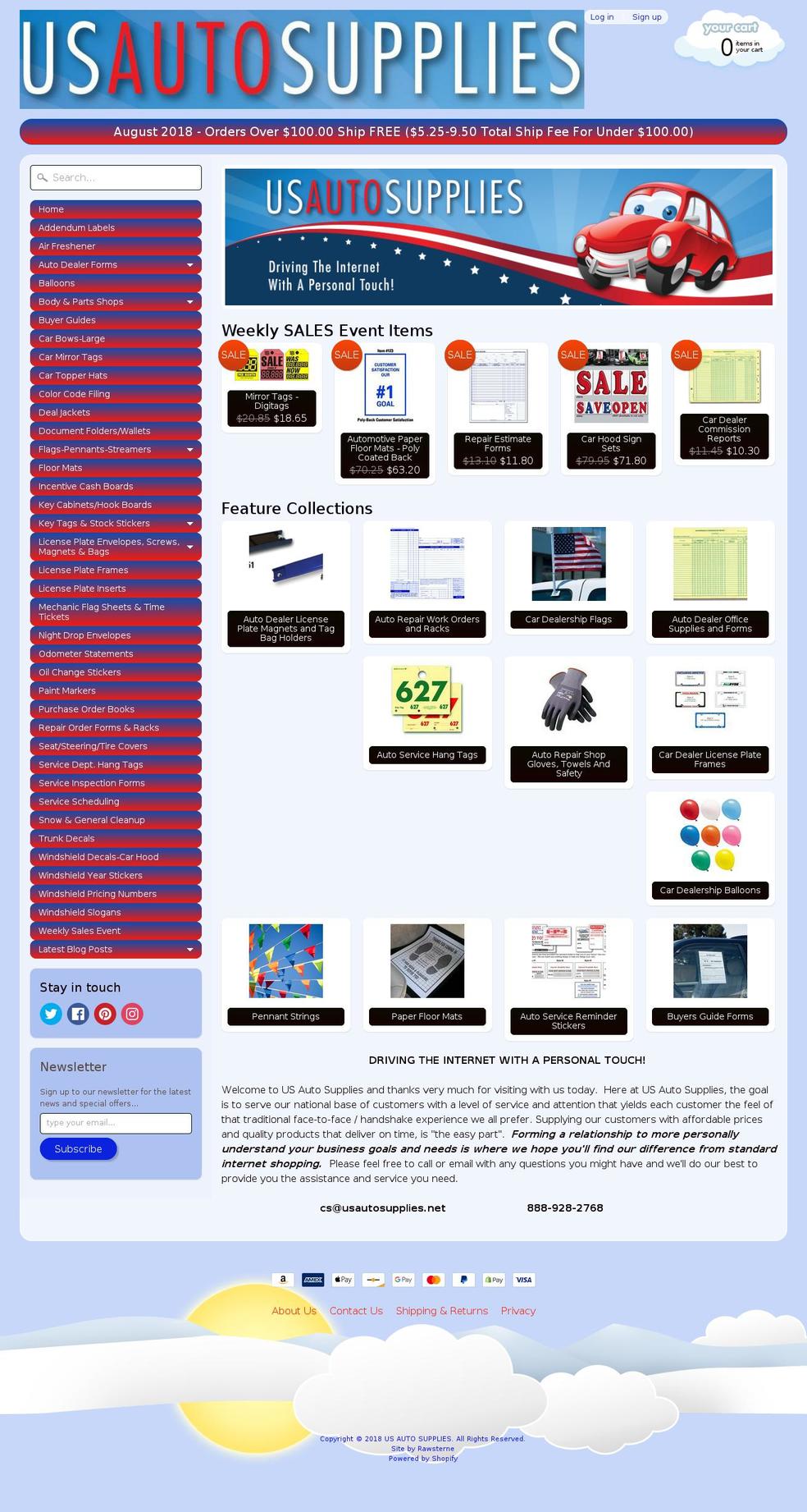 usautosupplies.net shopify website screenshot