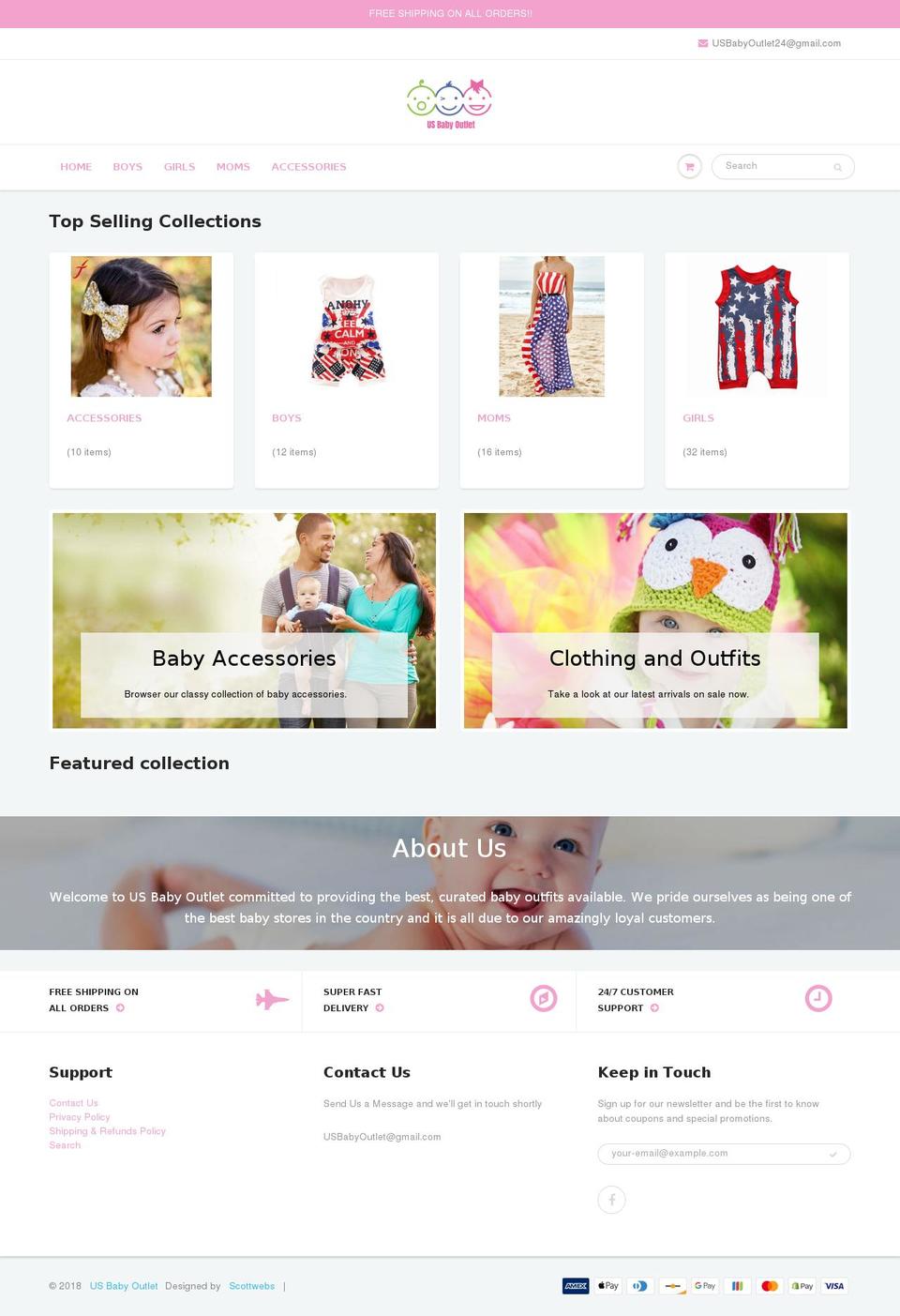 usbabyoutlet.com — Shopify storefront screenshot
