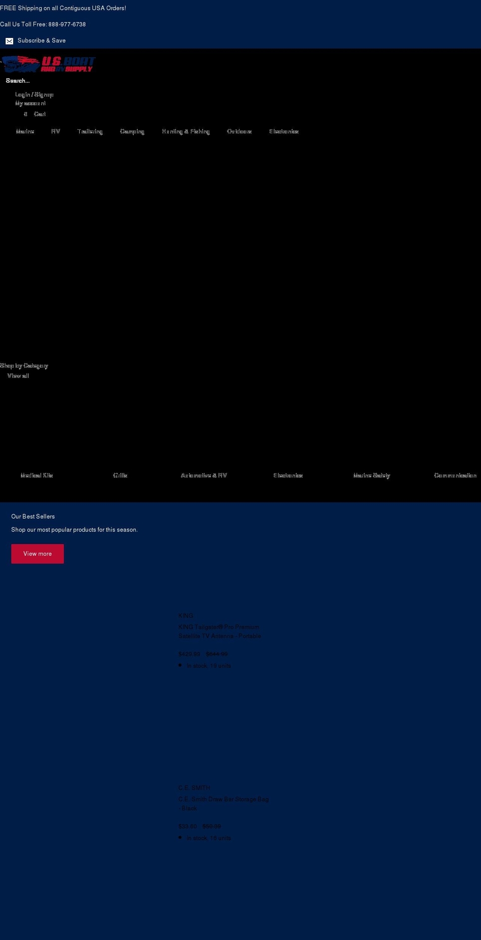 usboatandrv.com shopify website screenshot