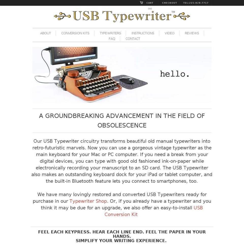usbtypewriter.com shopify website screenshot