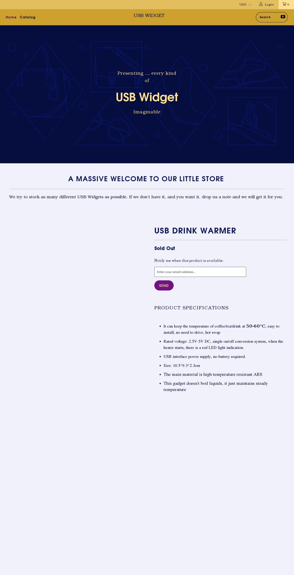 usbwidget.com shopify website screenshot