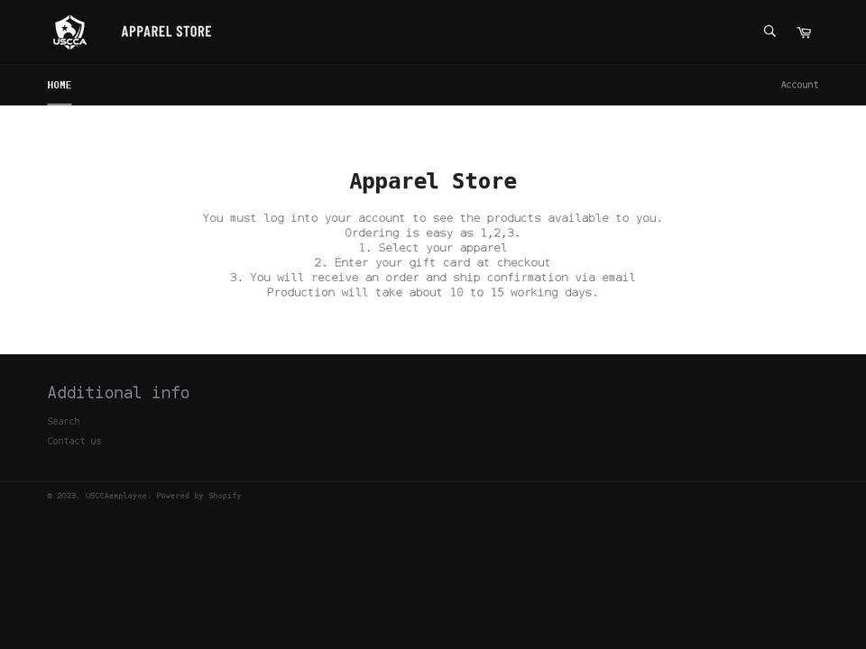 usccaemployee.com shopify website screenshot