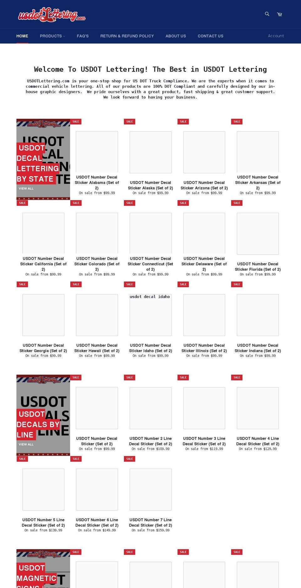 usdotlettering.com shopify website screenshot