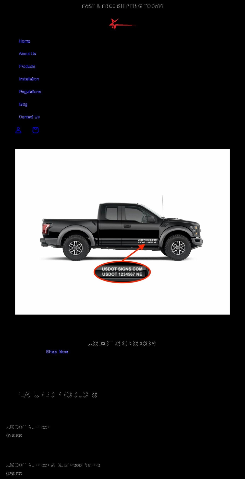 usdotsigns.com shopify website screenshot