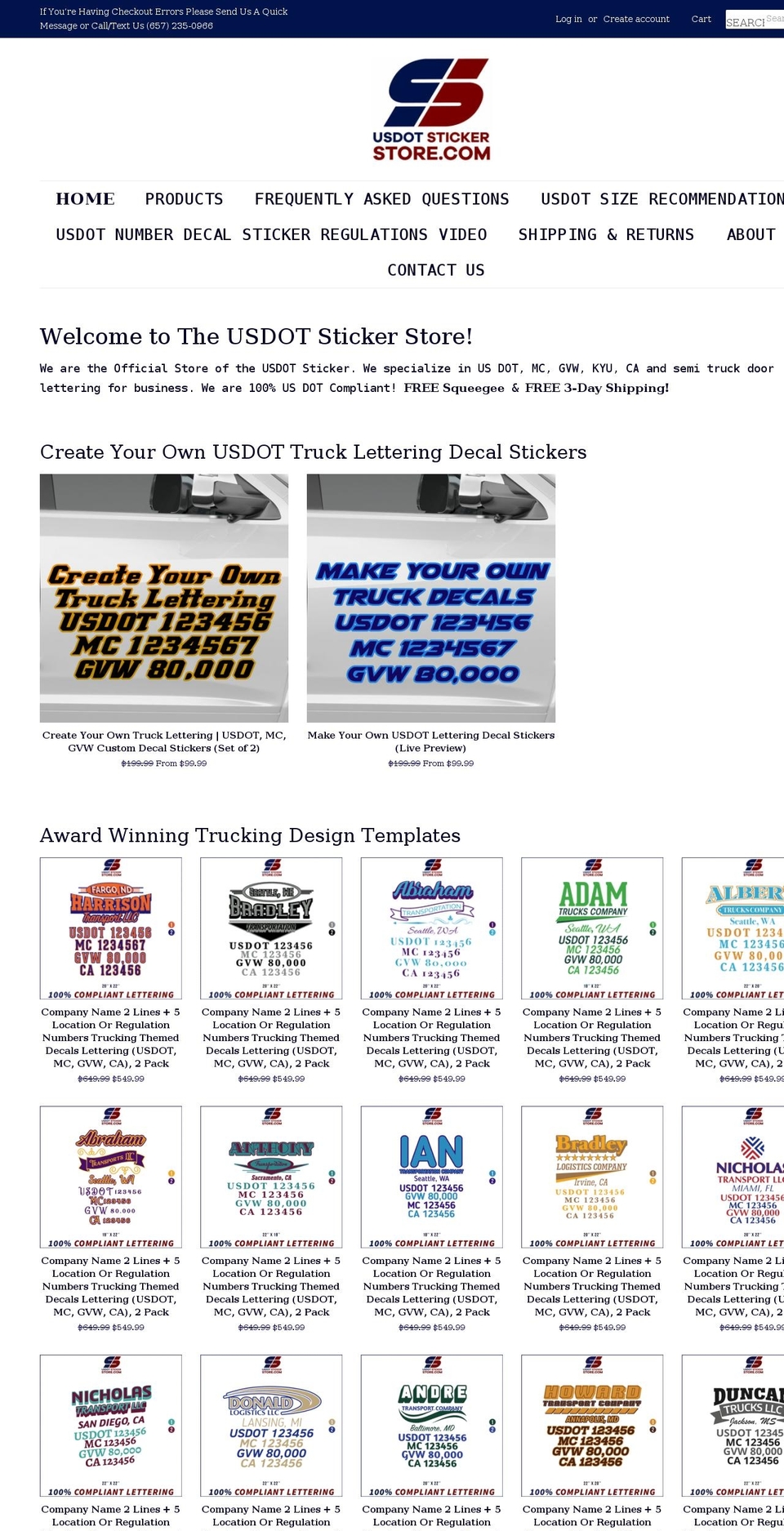 usdotstickerstore.com shopify website screenshot