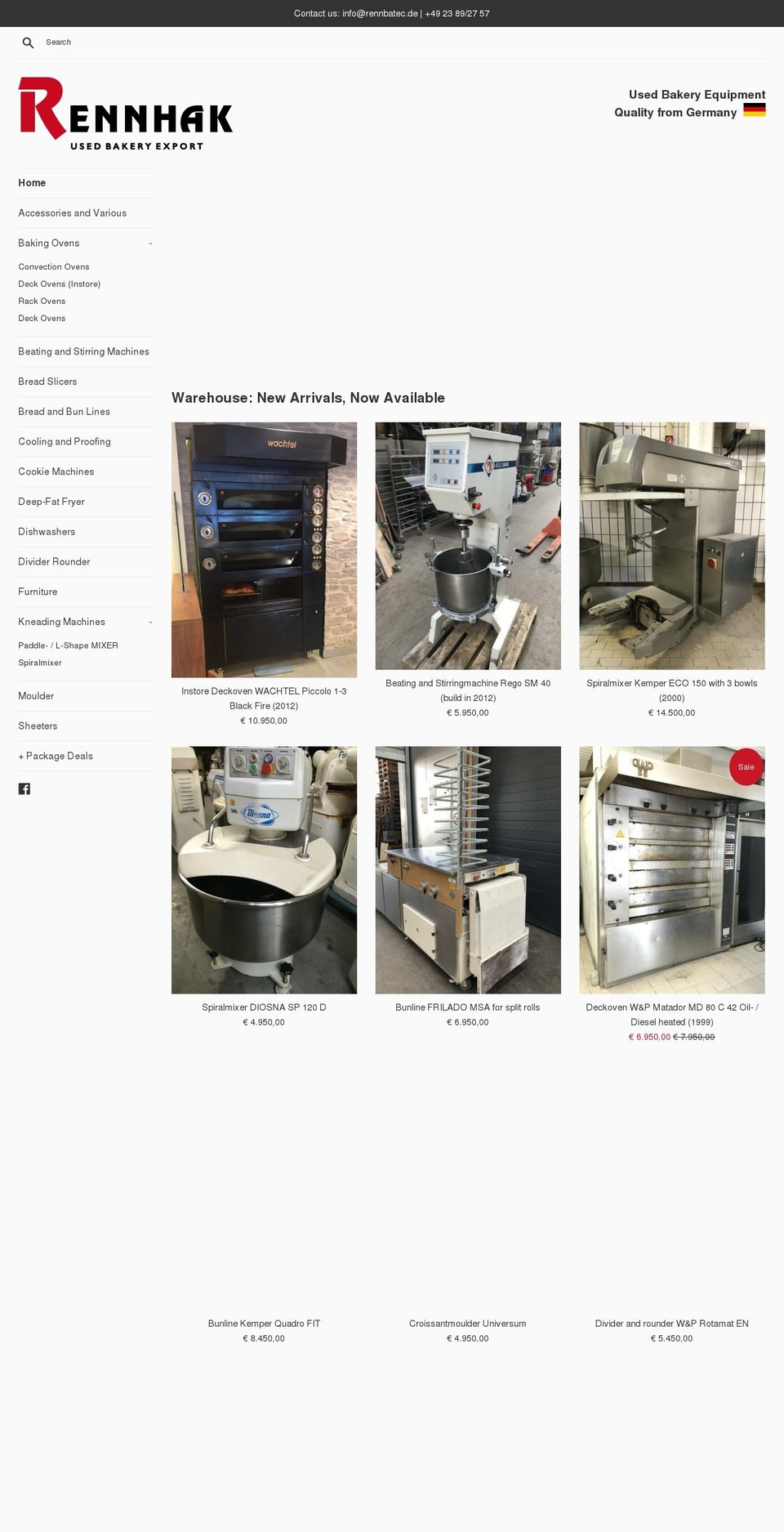 used-bakery.com shopify website screenshot