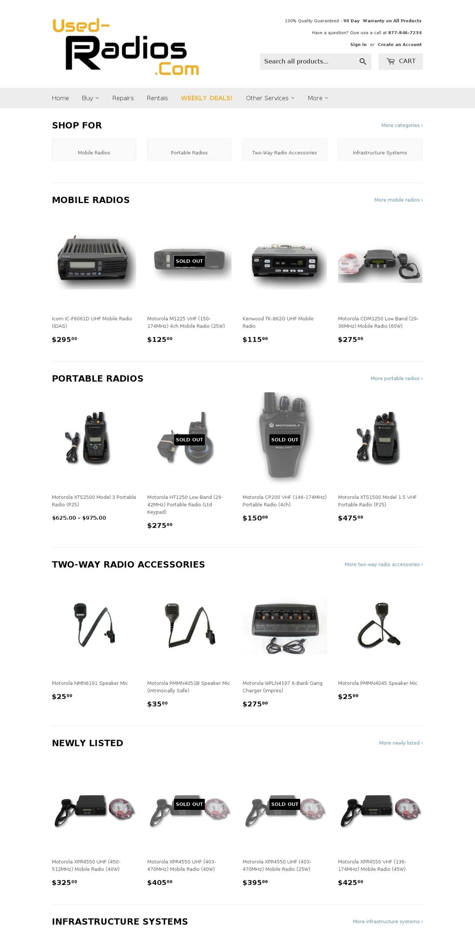 used2wayradios.com — Shopify storefront screenshot