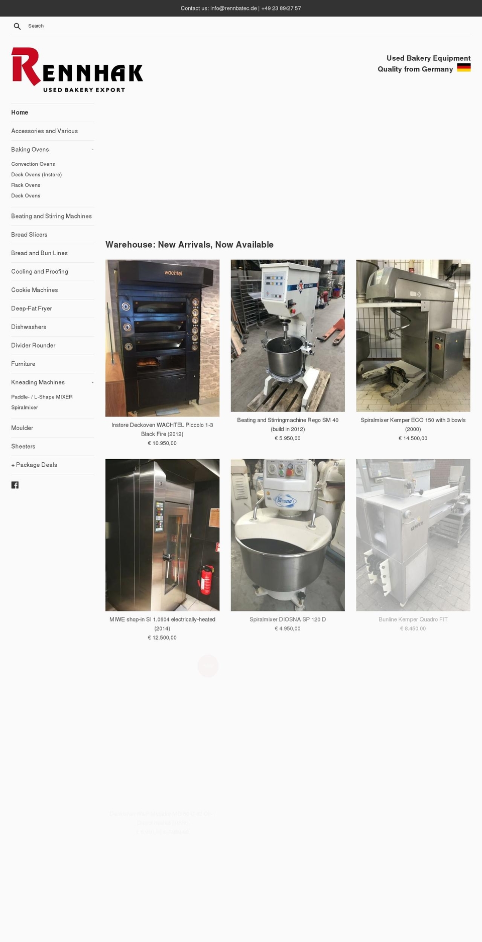 usedbakery.com — Shopify storefront screenshot