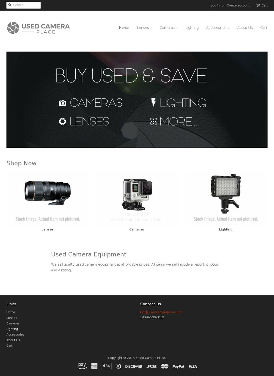 usedcameraplace.com shopify website screenshot